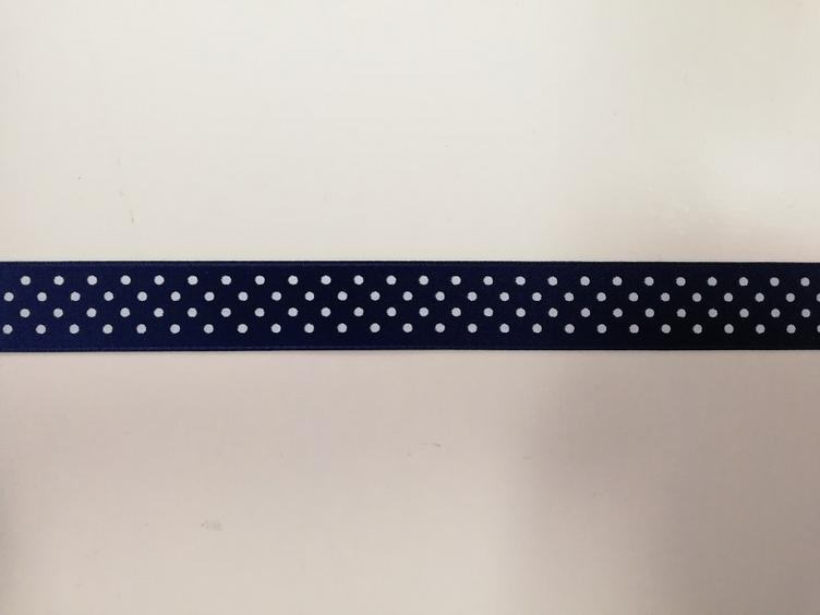 Band kleine Punkte marine/weiss 16 mm