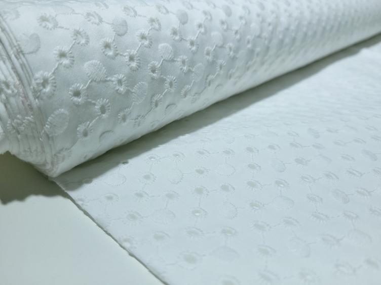 Baumwolle Satin Stickerei weiss - 0