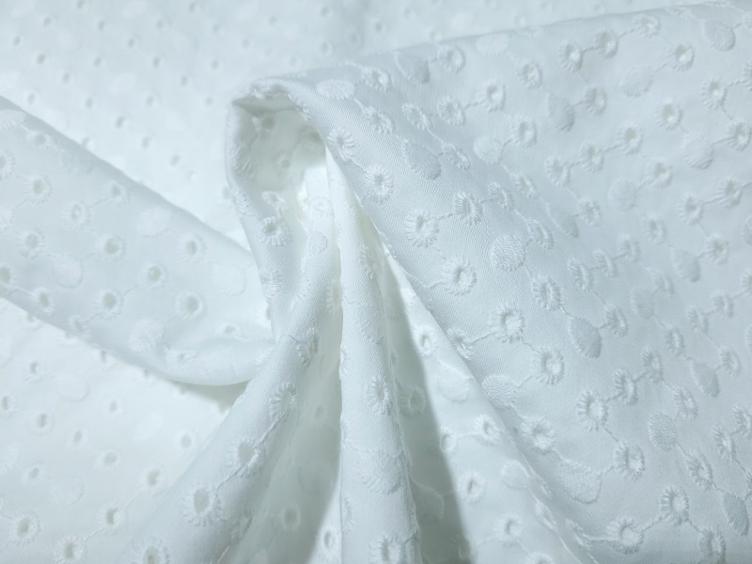 Baumwolle Satin Stickerei weiss - 1