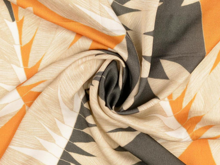 Blätter braun/apricot Viscose - 0