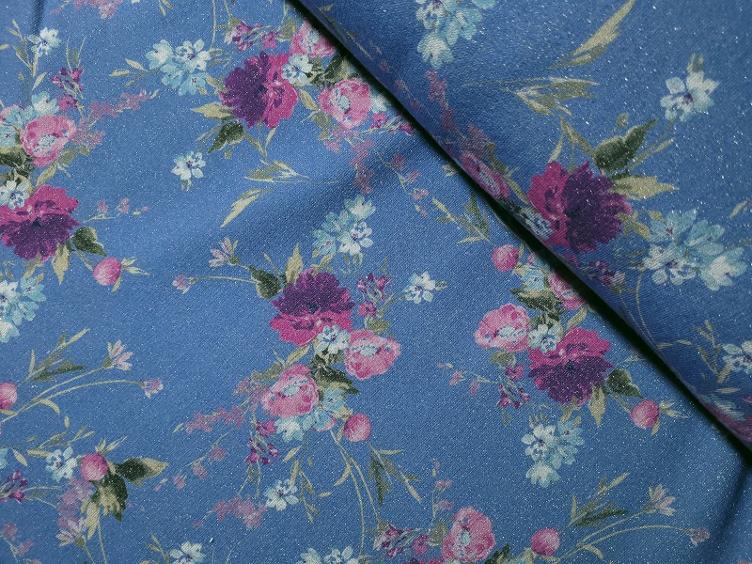 Blume hellblau lurex Sweat
