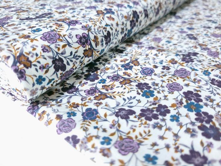 Blume lilac terra Baumwolle 50 x 145 cm - 1