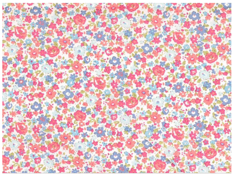 Blumenmeer rot hellblau Baumwolle
