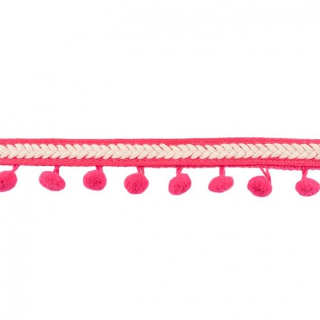 Bommelborte Fischgrät pink