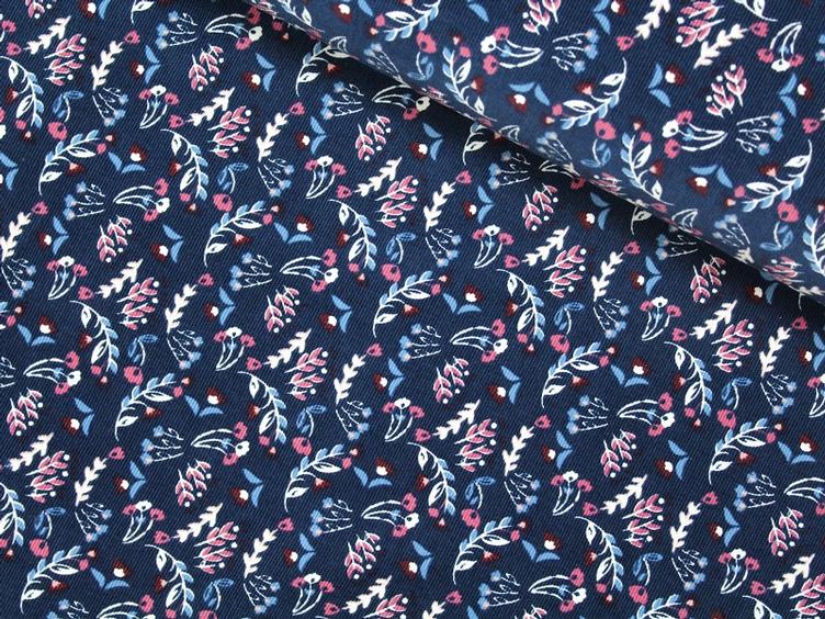 Cord navy Blumen
