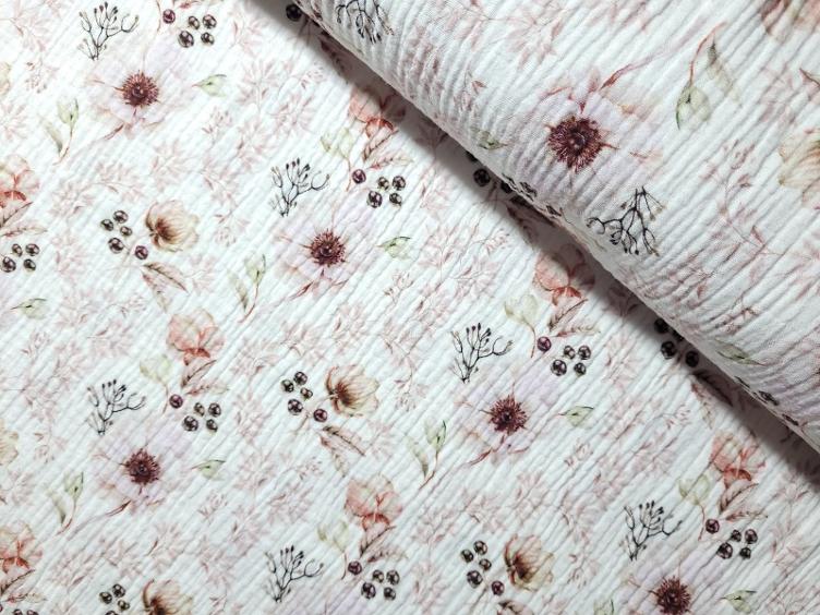 Double Gauze Blumen lila