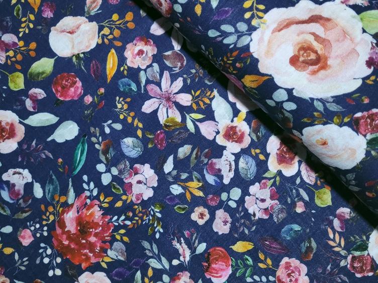 Double Gauze Flowers navy