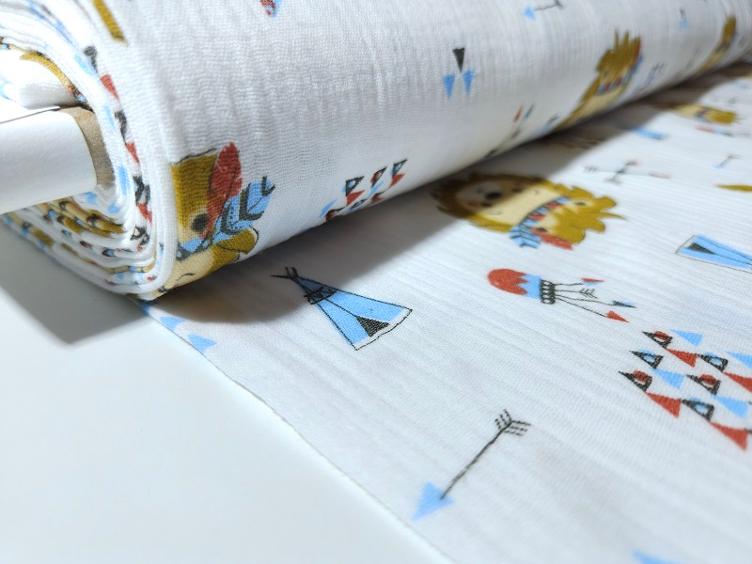 Double Gauze Indianerlöwin hellblau 60cm x 135cm - 0