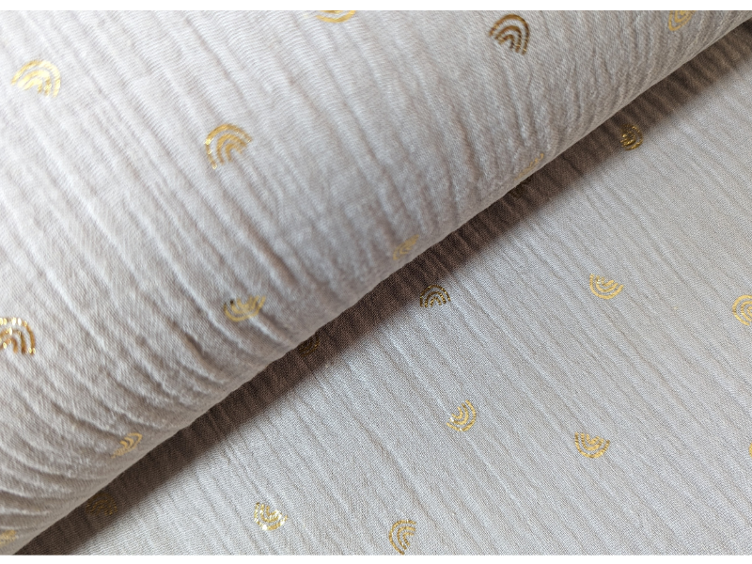 Double Gauze Regembogen foliert 60 cm x 134 cm