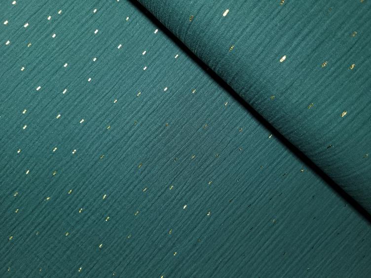 Double Gauze tannengrün mit goldigen Streiifen 30cm x 135cm