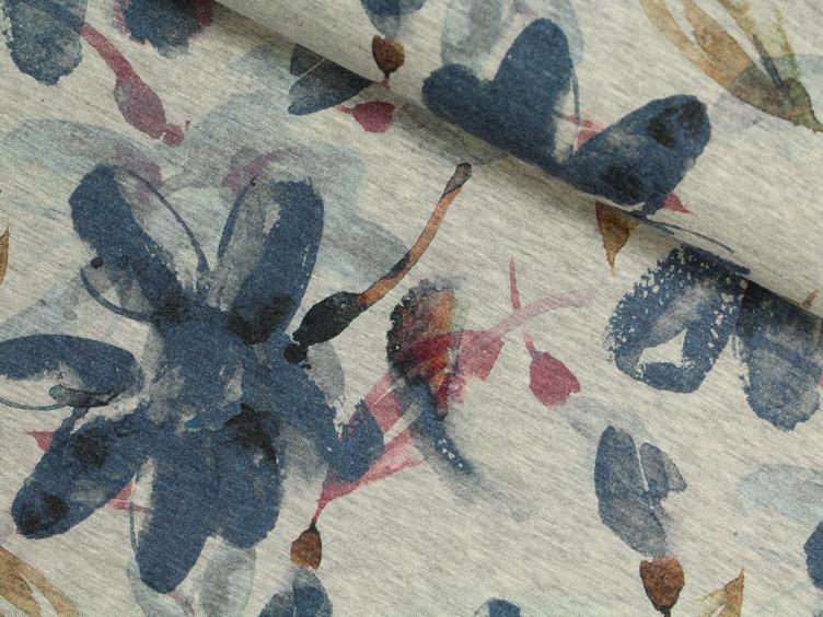 Doubleface zarte Blumen / beige