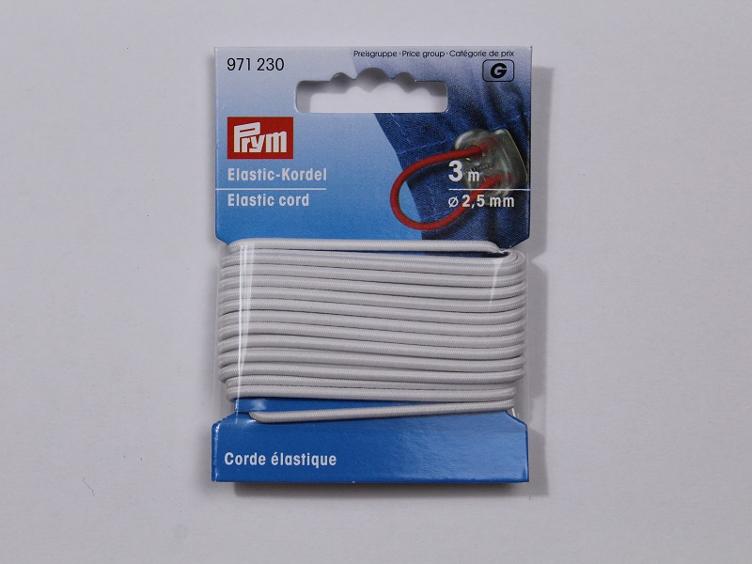 Elastic-Kordel weiss 2.5 mm Karte a 3 m