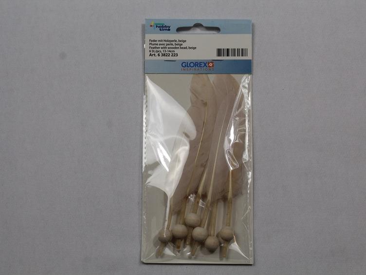 Feder zum Hängen beige 7 cm