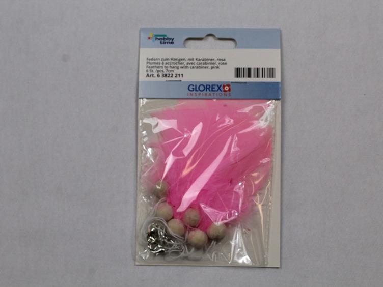Feder zum Hängen rosa 7 cm