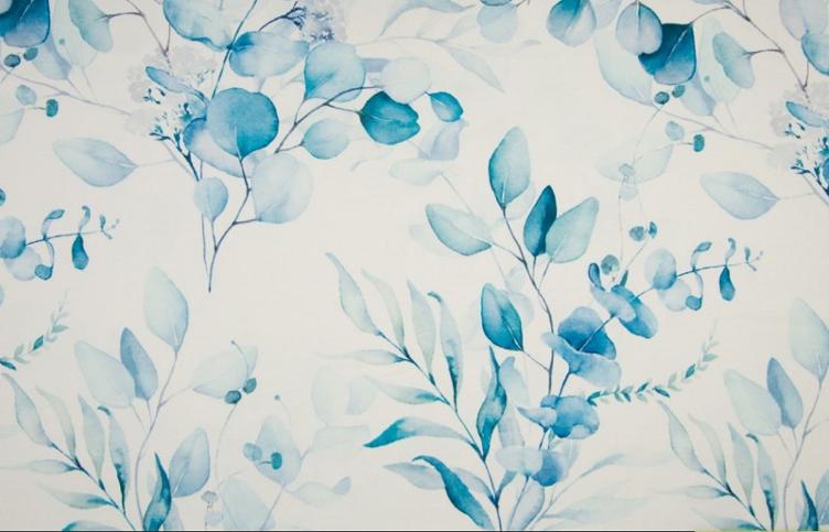 Flowers Dusty blue Sommersweat 80 x 150 cm