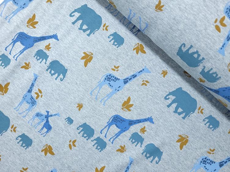 Giraffe Elefant Sommersweat grau meliert