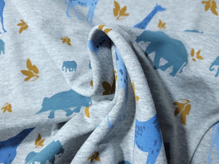 Giraffe Elefant Sommersweat grau meliert - 0