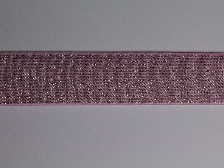 Gummiband mit Glitzer 25 mm rosa