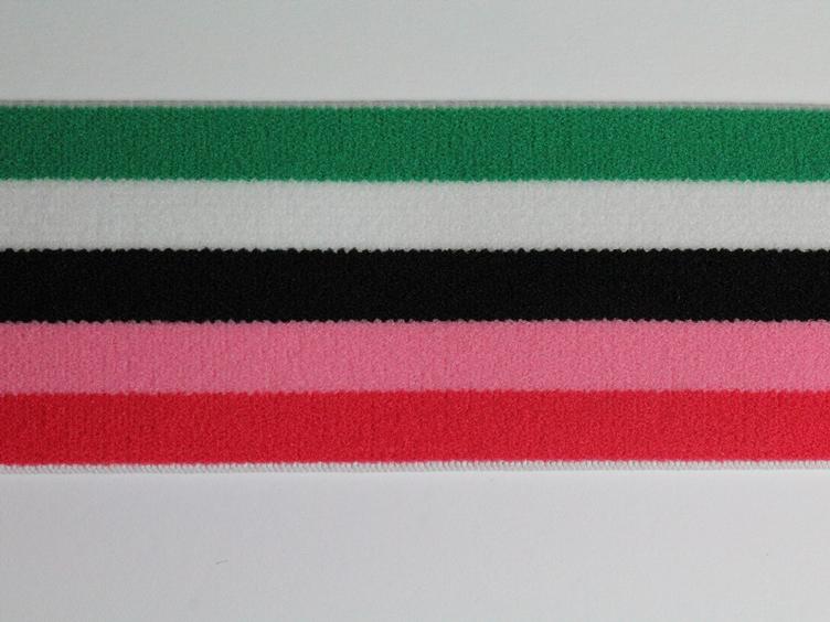 Gummiband Multi Stripes 40 mm Koralle - Rosa
