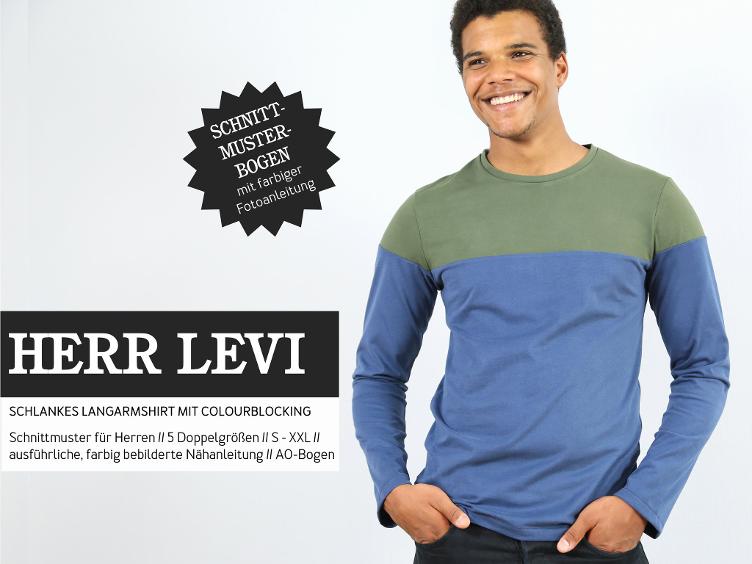 HERR LEVI • Langarmshirt mit Colourblocking, PAPIERSCHNITT