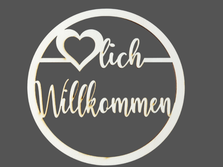 Holzkranz Herzlich Willkommen Schriftzug mit Herz