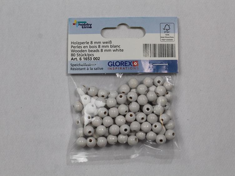 Holzperle 8 mm weiss