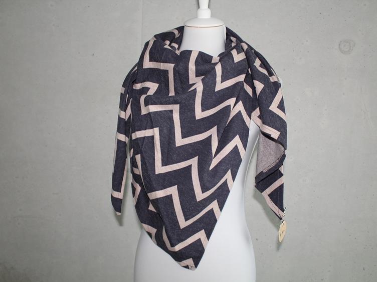 Jacquard Dreieckstuch Chevron anthrazit XXL