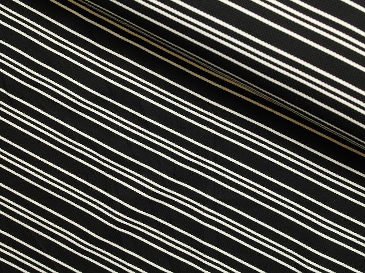 Jacquard Jersey schwarz/weiss feine Streifen 100 x 150 cm