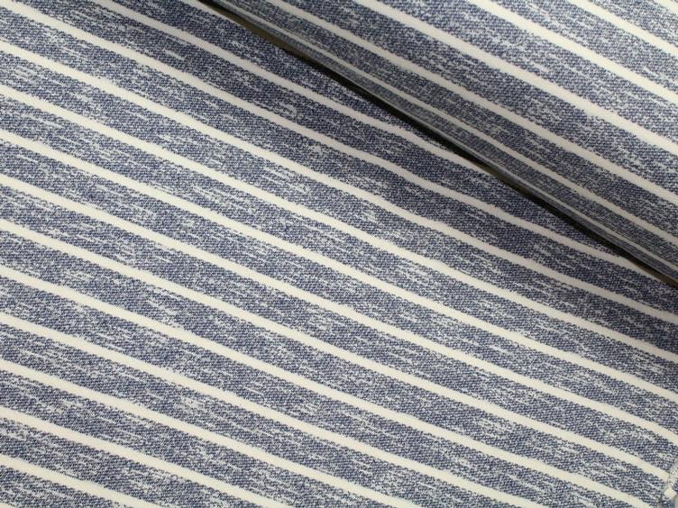 Jeans/weiss gestreift aufgerauter Sweat