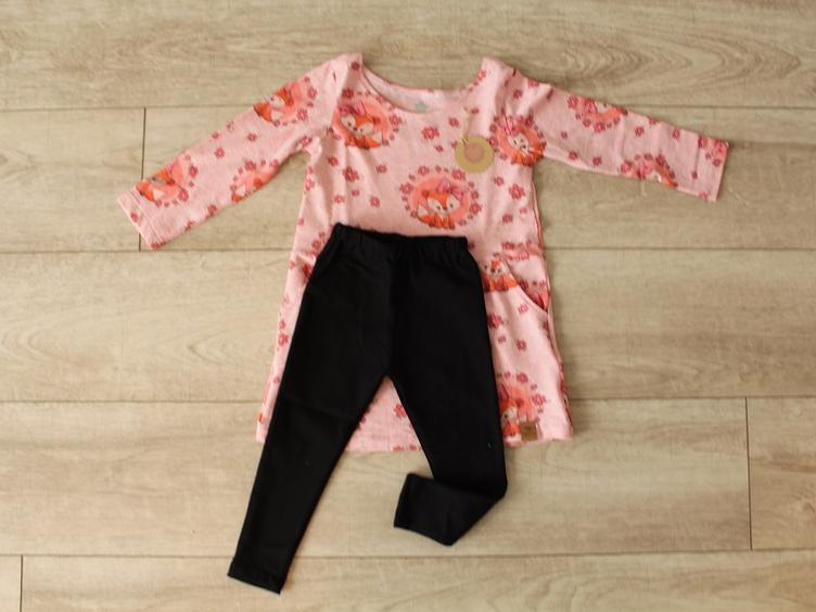 Kleid rosa Fuchs mit Leggings schwarz