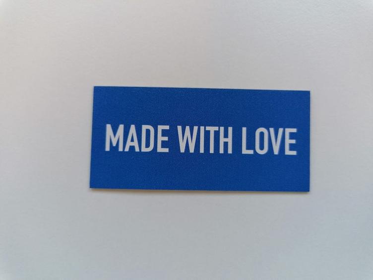 Kunstleder Label - blau MADE WITH LOVE