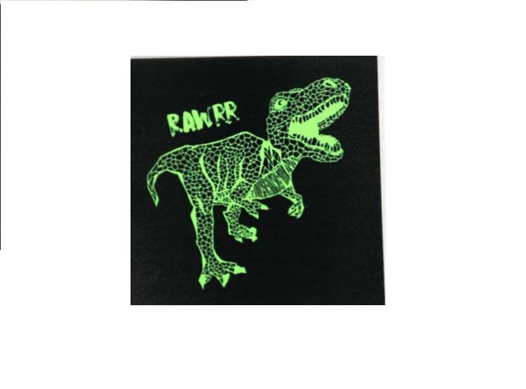 Kunstleder Label Dinosaurier neon