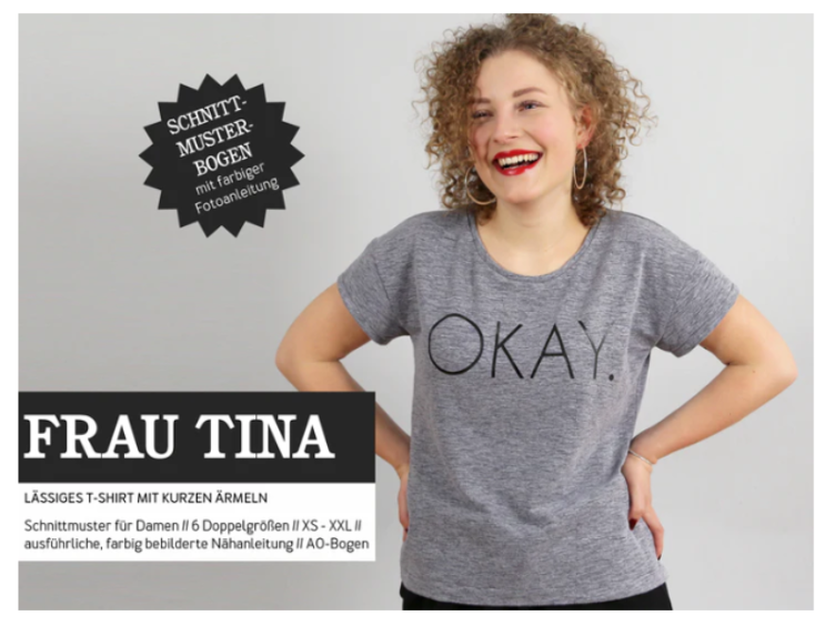 Lässiges Basicshirt mit kurzen Ärmeln, TINA, Studio Schnittreif, Papierschnitt