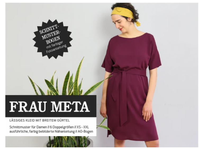 Lässiges Kleid mit breitem Gürtel, FRAU META Studio Schnittreif Papierschnitt