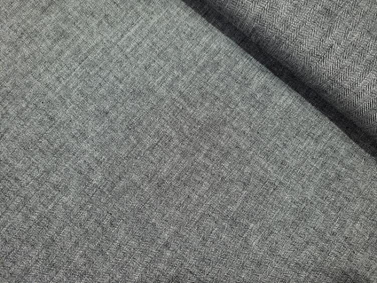 Leinen Twill Fischgrad schwarz