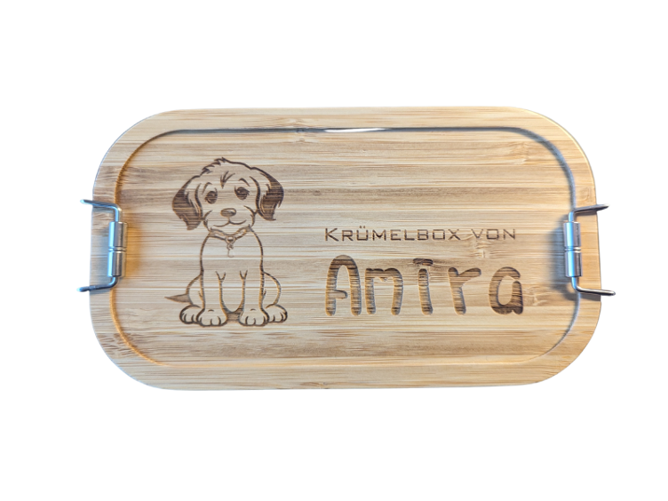 Lunchbox Krümmelbox mit Hund personalisiert