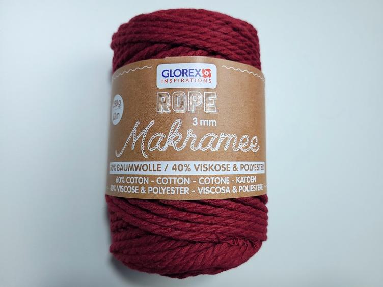 Makramee Rope 3 mm bordeaux