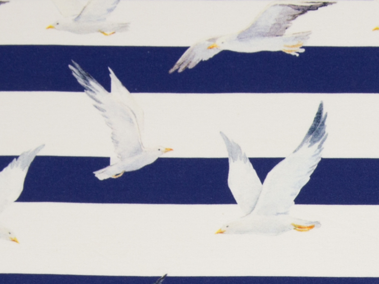 Möwen blau Swafing Mainz Sweat French Terry Streifen bnlau 80cm x 155 cm x