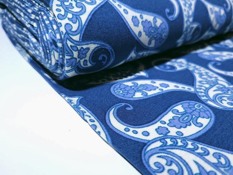 Muster blau Viscosejersey 40 cm - 0
