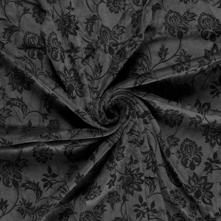 Nicky Velours Dunkelgrau mit Blumen
