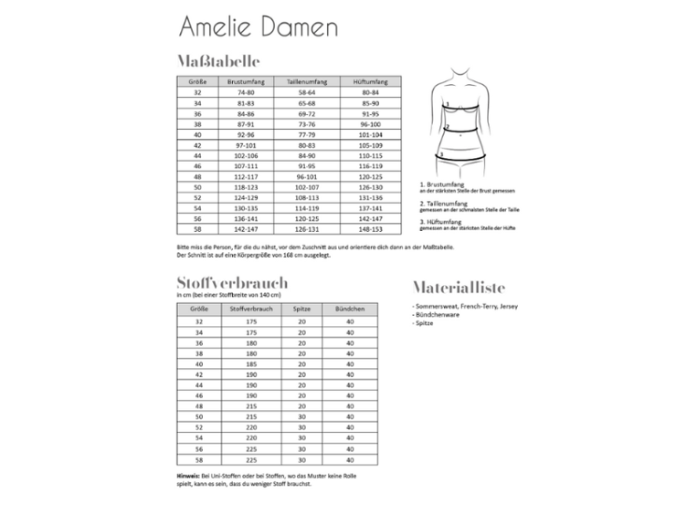 Papierschnittmuster Fadenkäfer Amelie Damen 32-58 - 0