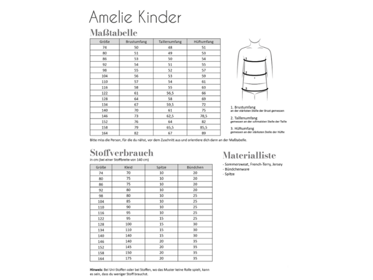 Papierschnittmuster Fadenkäfer Amelie Kinder 74-164 - 0