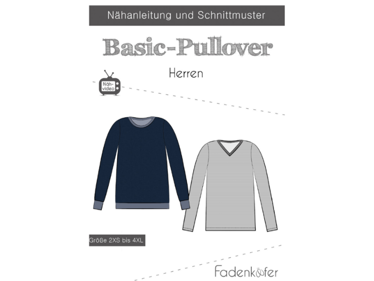 Papierschnittmuster Fadenkäfer Basic-Pullover Herren
