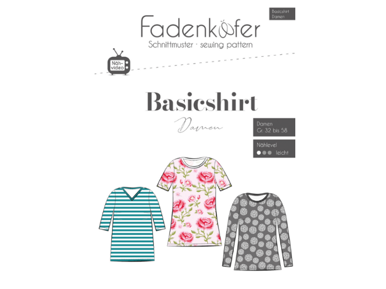 Papierschnittmuster Fadenkäfer Basicshiirt Damen