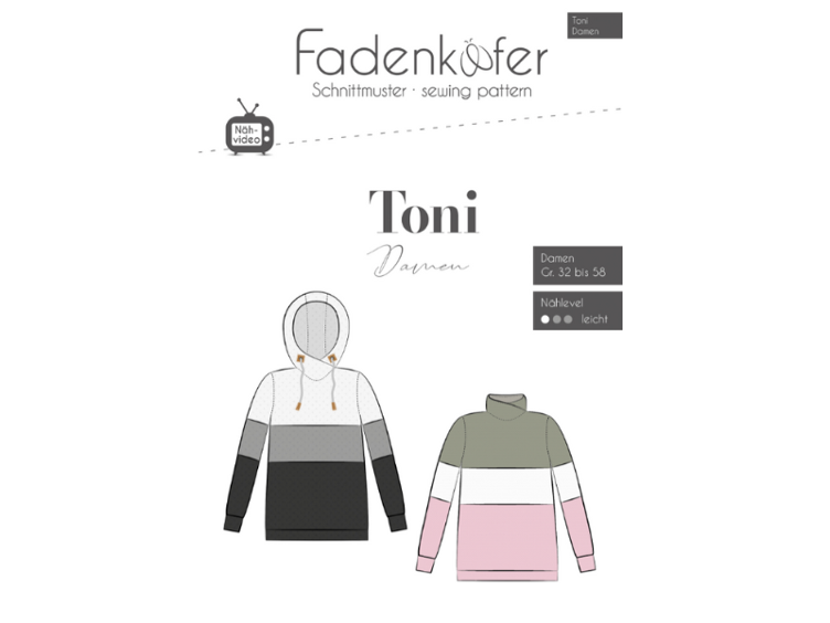 Papierschnittmuster Fadenkäfer Hoodie Toni Damen