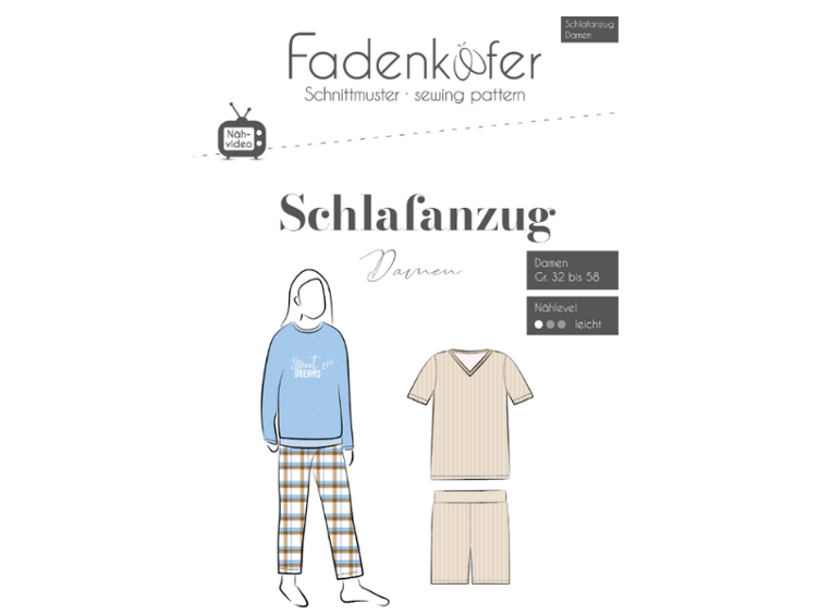 Papierschnittmuster Fadenkäfer Schlafanzug Damen 32-58