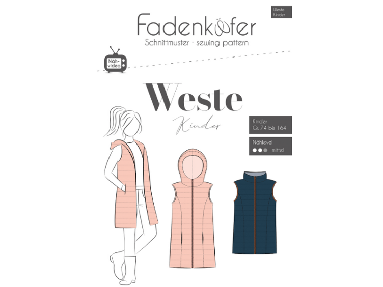 Papierschnittmuster Fadenkäfer Weste Kinder 74-164