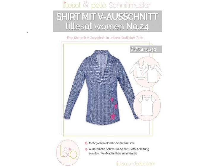 Papierschnittmuster lillesol women No.24 Shirt mit V-Ausschnitt Grösse 34-50