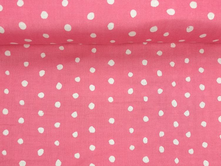 Pink mit Punkten Double Gauze Design by Kokka 130 x 110 cm