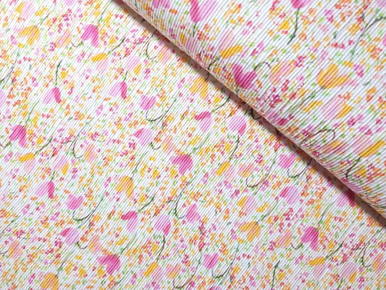 Plisse Blumen orange/pink Jersey